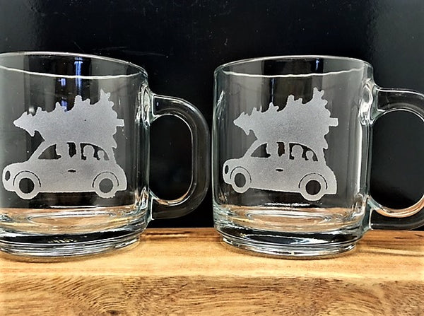 Custom design Glass Coffee Mugs~Set of two