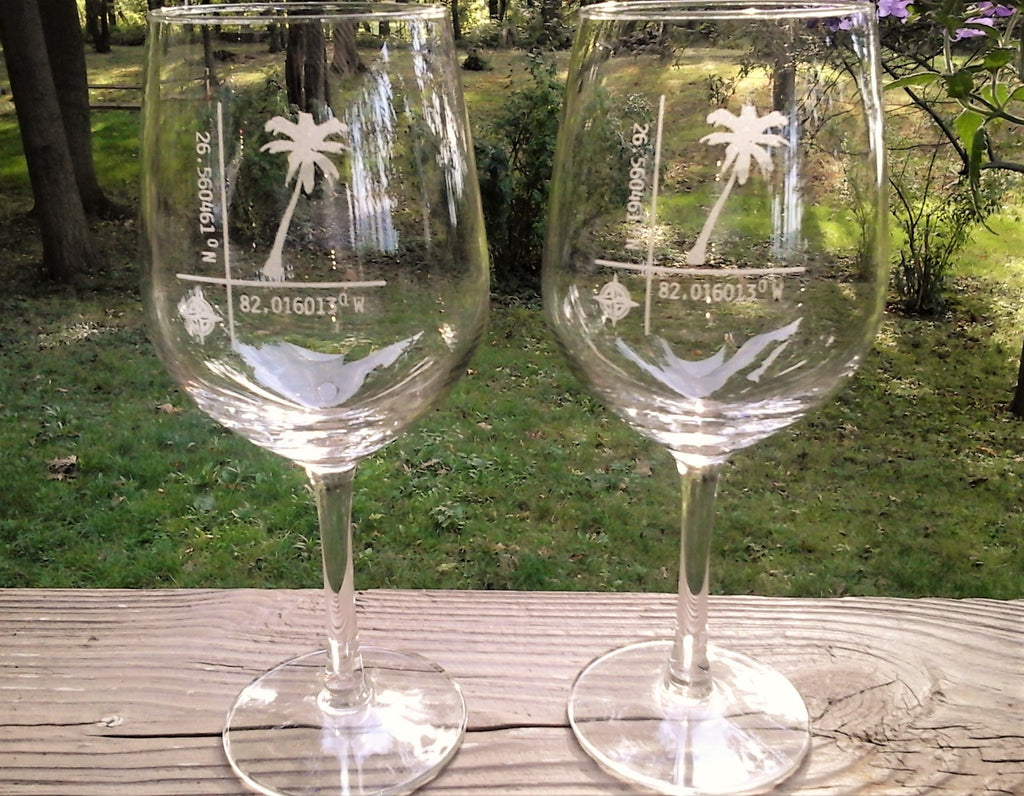 Custom Design Etched Wine Glass